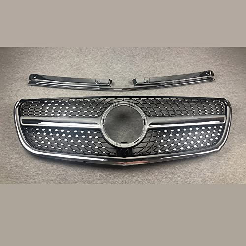 PAKCEEINC Front- & Kühlergrille Hauptstoßstangengitter, für Mercedes W447 Benz V Vito 2015 2016 2017 2018 2019 Tuning Auto Kühlergrill vorne Modifiziertes Zubehör, Vitodiamondsilvery