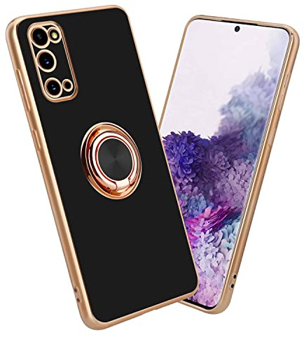 Cadorabo Hülle kompatibel mit Samsung Galaxy S20 Schutzhülle TPU Silikon Case mit Ring Design mit Kameraschutz Slim Kratzfest Weiche Gummi mit Rundumschutz Case Hülle für Galaxy S20 in Schwarz
