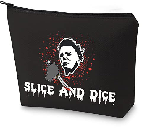 WZMPA Kosmetiktasche mit Horrorfilm-Motiv, gruselige Figuren, Killer-Geschenke, Scheiben und Würfel, Horror-Tasche mit Reißverschluss für gruselige Filmliebhaber (Slice M), Slice Michael, Passform