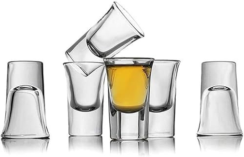 WARESHARK Shot Glasses Set of 6, 15ml Round Shot Glass, Minimalistic Tequila Glass, Classic Heavy Base Vodka Liquers Shot Glass, Dishwasher Safe