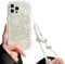 NITITOP Compatible for iPhone 14 Pro Max Case Cute with Heart Beaded Lanyard Wrist Strap Oil Painting Love Pattern for Women Girls, Soft TPU Full Protective Cover- White Heart