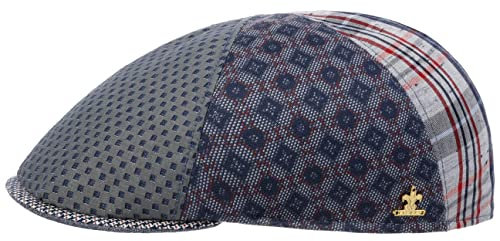 LIERYS Mervell Patchwork Flatcap - Blaue Mütze (54-61 cm) - Schirmmütze für Herren - Made in Italy - Frühjahr/Sommer blau S (54-55 cm)
