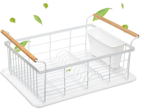 Solty - Escurreplatos Acero Inoxidable Blanco - Escurridor de Platos sobre Fregadero con Bandeja de Goteo y Colector de Cubiertos - Escurreplatos Firme y Duradero para Cocina (Blanco)