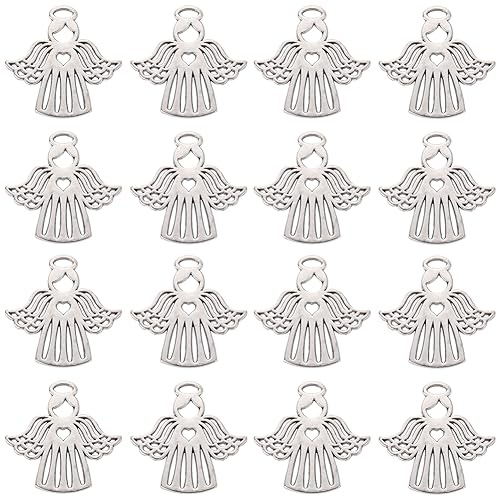 SUNNYCLUE 1 Box 40 Stück Schutzengel Charms Silber Engel Charm Bulk Antik Tibetische Legierung Feenflügel Flügel Anhänger Valentinstag Charme Für Die Schmuckherstellung Charme DIY Armband Halskette A