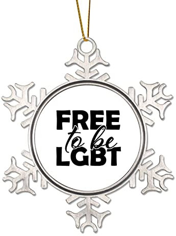 Zitat Zinn Schneeflocke Weihnachtsschmuck Gay Lesben LGBTQ Pride Free to Be LGBT Ornamente für Weihnachtsbaum Hängende Dekoration Xmas Metall Andenken Urlaub Souvenir Neujahr Geschenke für Familie
