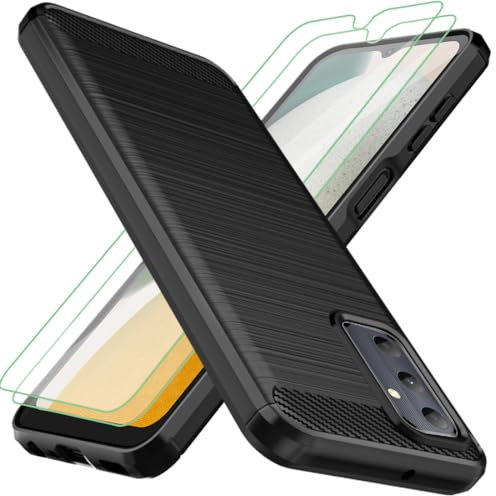 Osophter for Samsung Galaxy A05S Case: With 2pcs Screen Protector Shock-Absorption Flexible TPU Rubber Protective Cell Phone Cover for Samsung A05S(UK-Black)