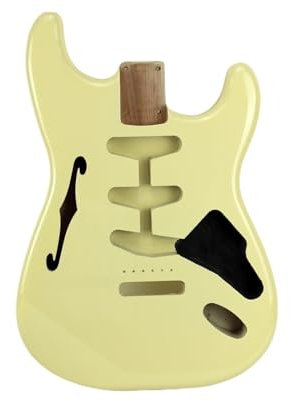 Gitarrenkorpus E-Gitarre Korpus Aus Erlenholz Mit F-Löchern, Gelber Korpus Mit Hochglanz-Finish Für SSS Semi-Hollow DIY Body
