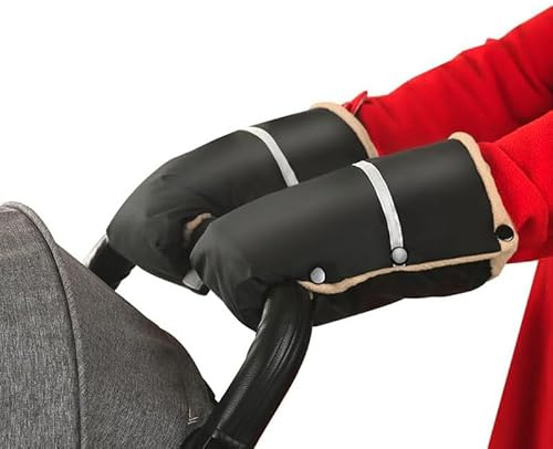 Handwärmer Kinderwagen Universal Handmuff Wasserdicht Kinderwagenhandschuhe Fleece Gefüttert Kinderwagenmuff Reflektierende Handschuhe Winddicht Kinderwagen Handwärmer für Kinderwagen Buggy