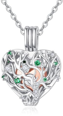 TANGPOET Ashes Necklace 925 Sterling Silver Tree of Life Urn Necklace Cremation Jewellery for Ashes Pendant Necklace for Women Girls with Funnel Filler Kit