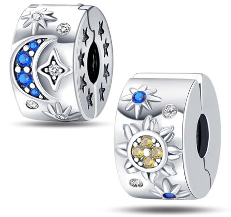 LNQOBU Sterling Silver Cubic Zirconia Clip Charm for Braccialet Adatto ai braccialetti Pandora Regalo per la festa della Mamma Gioielli da donna