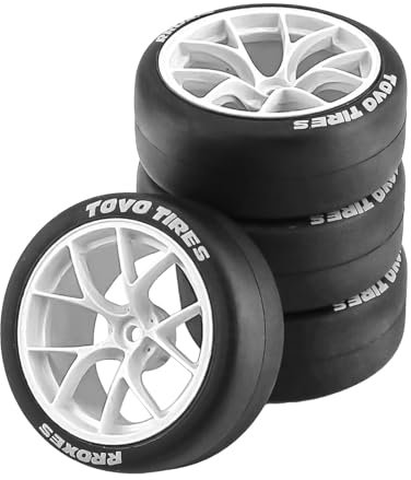 Dickly 4 Stücke RC Auto Gummi Reifen Verschleißfest Langlebig Ersetzt für XV01 1:10 RC on Road Car, Weiß