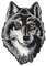 Wolf Kopf Schwarz Grau Aufnäher zum aufbügeln oder aufnähen Bügelbild Aufbügler für Kleidung gestickter Bügelpatch Applikation Patch Größe 7,1 x 10,3 cm