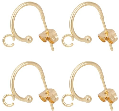 Beebeecraft 1 Box Mit 20 Stück Halben Creolen Ohrringen Aus 24 Karat Vergoldetem Edelstahl In C Form Runden Kreis Ohrsteckern Mit Schlaufe Und 20 Stück Ohrmuttern Für Die DIY Schmuckherstellung