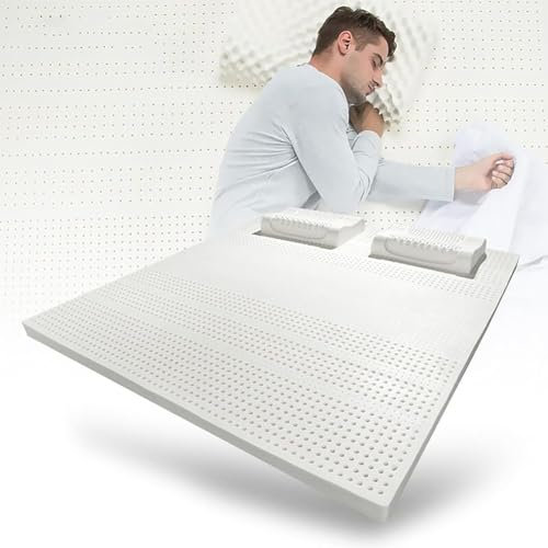 Llchaensc 100% Natur-Latex Matratze,Kompression Und Keine Verformung, Wabenporenbelüftung, Weich Und Bequem,Naturkautschuk Matratze,1in,160x200cm(63x79in)