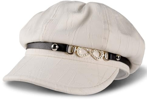 PRESTIGE VOYAGER Baskenmütze für Damen, französische Mützen, Hahnentrittmuster, Paperboy-Mützen für Mädchen, Weiß, Weiss/opulenter Garten, Einheitsgröße