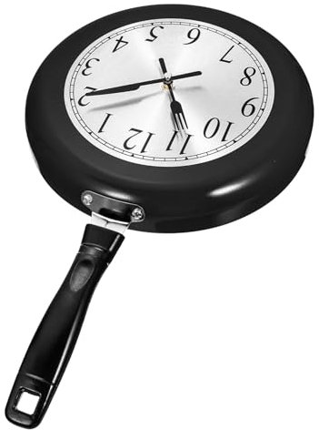 ORFOFE Dekorative Wanduhr Braten Pan Form Stumme Design Uhr Für Zuhause Widerstandsfähig Installieren Präzise Zeitanzeige Leise Sekundenzeiger