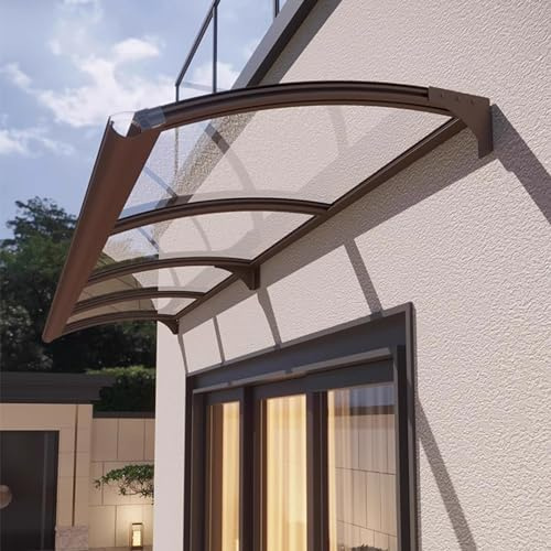 Tettoia Pensilina da Esterno,Pensilina Tettoia per Porta,Pensilina Ingresso per Trasparente,Pensilina per Copertura in PC,per Porta o Finestra Impermeabile e Anti-UV (45x300cm/18x118)