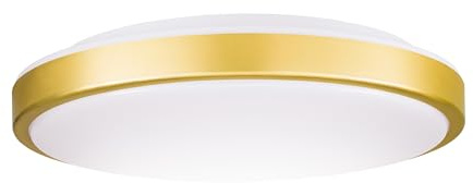 EGLO LED Deckenleuchte Lezuza, runde Deckenlampe, Lampe Decke Schlafzimmer | flache Aufbaulampe, Stahl und Kunststoff in Weiß und Messing, warmweiß, Ø 32,5 cm