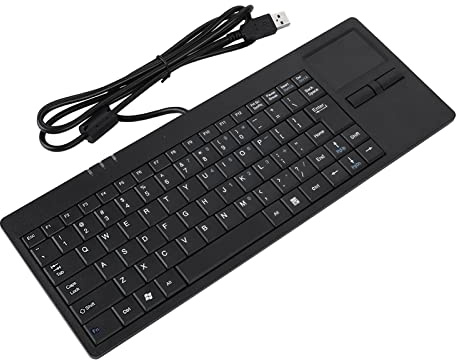 EIMSOAH Clavier filaire USB Touchpad 86 touches, clavier ultra fin, avec port hub intégré pour ordinateur de bureau, ordinateur portable, PC, tablette ergonomique noir