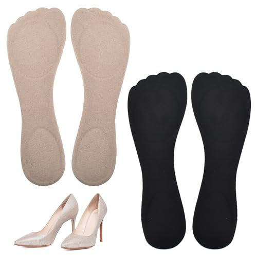 2 Paar 3/4 Gel-Dämpfungseinlagen für Damen, Rutschfeste Selbstklebende High-Heel Innensohlen Samt-Kleiderschuh-Einlegesohlen Bequeme Schuhpolster für Pumps Sandalen Flats