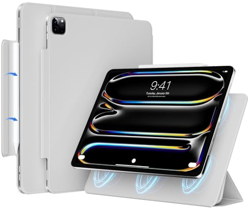 JKSML Magnetische Hülle für iPad Pro 11 Zoll (M5/M4) 2025/2024-Grau | Dünne Dreifach Faltbare Standhülle Unterstützt Pencil Pro/USB-C & Automatisches Schlaf/Weck, Rutschfestes und Kratzfestes