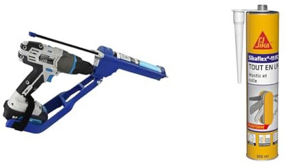 TIVOLY - Pistolet à Cartouche T-Gun F300 - Adaptable sur Perceuse et Visseuse & Sikaflex 11 FC Purform Blanc, Mastic, joint et collage multi-usages, mastic-colle multi-supports