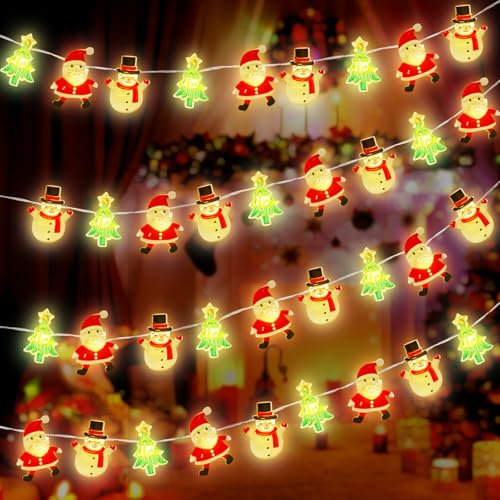 Shinybox Weihnachten LED Lichterketten, 5M 50 LED Lichterketten für Weihnachtsdekoration, Weihnachtsthema, Wasserdichte Lichterketten Batteriebetrieben, Warmweiß Weihnachtsbeleuchtung für Party(B)