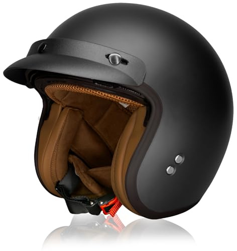 DAWNRISE Casco Jet Moto Retro Unisex ECE22.06 | Carcasa ABS, forro EPS, 8 colores, compatible con scooter y ciclomotor, ideal para trayectos laborales y motos vintage