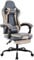 WOTSTA Gaming Chair Computerstuhl Ergonomischer Gaming Stuhl mit Fußstütze Bürostuhl Ergonomischer Computerstuhl mit Lendenwirbelstütze BlauBeige