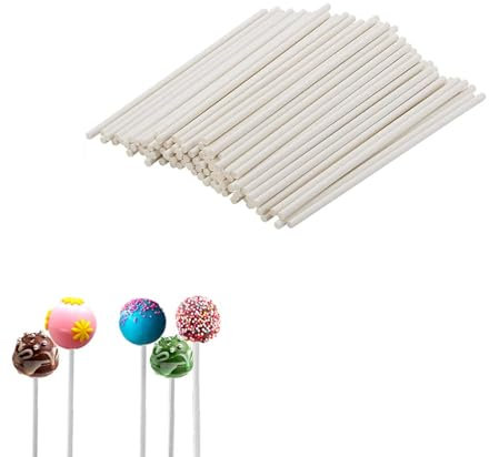Weenwill Cake Pop Sticks,100Pcs Lolly Pop Sticks Paper Rods Cake Topper Sticks,Lollipop Sticks Cake Pops Making Tools for Making Lollipops,Candies,Chocolates,Cookies and Dessert,100 * 3 mm
