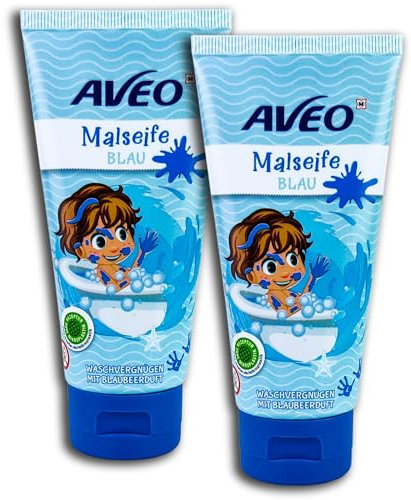 2 er Pack AVEO Kids Malseife blau Blaubeerduft 2 x 75 ml