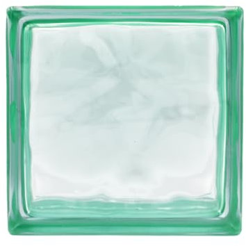Bloc de verre réfléchissant ondulé couleur verte | cm 19 x 19 x 8 | Unité de vente 1 boîte de 6 pièces | Euro/pcs. 5,50
