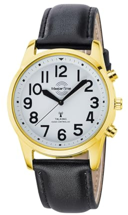 Master Time Funk Quarz Sprechende Herren Uhr Analog mit Leder Armband MTGA-10940-12L