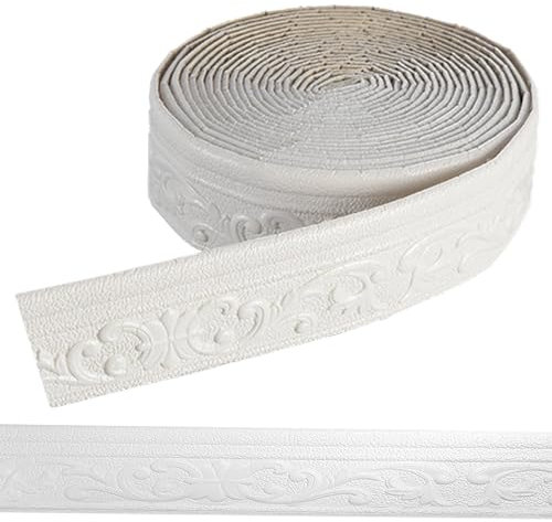 Guyode Molduras Decorativas Para Pared, 7,8 cm x 10 m Molduras De Pared Autoadhesivas, 3D Decorativas para Rodapiés Blandos, Puertas de Armarios, Paredes, Muebles, Marcos de Espejos