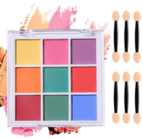 DIY Pastel Chrome Nail Art Set – 9 Colors Pastel Chrome Nail Art Palette for Ombre Nails with Six Brush Tools(Rainbow-inspired shades)