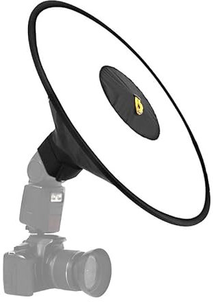 REFLEX CAMERA Universal 44cm (17.3in) Round Flash Softbox Diffuser for DSLR Speedlite | Portable Ring Light Modifier for Studio Portrait Photography | Includes Storage Box | Black & White Cloth