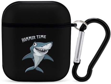 Hammer Time Hammerhead Shark Earphone Case Cover Compatible with AirPods 1&2 Shockproof Bluetooth Headset Case Black-style