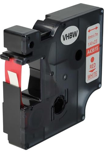 vhbw Schriftband-Kassette Ersatz für Dymo D1, 43615 für Etiketten-Drucker 7m x 6mm Rot auf Weiß