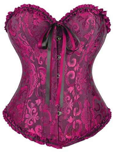 Bustiers et corsets victoriens pour femme - Corset de mariage sans bretelles - Ensemble de vêtements galbants, #08 Rose vif, M