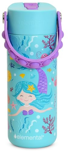 Elemental Core - Botella de agua aislada de 18 onzas para niños, tapa con