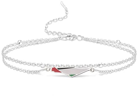 VASSAGO Bracelet en corde tressée réglable en acier inoxydable avec carte de la Palestine et drapeau de la Palestine