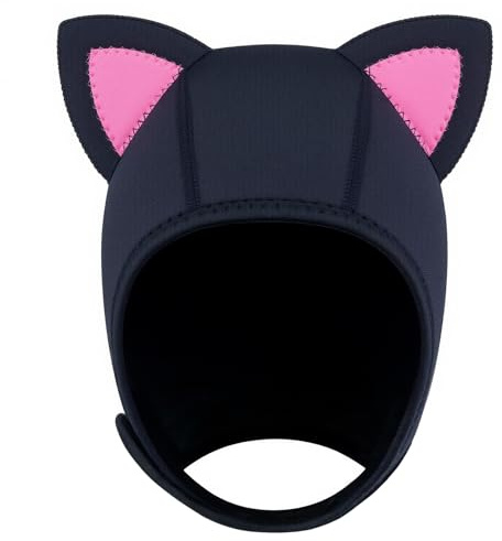 Dizokizo Scuba Hood Cat Ears Thermal Wetsuit Hood for Men Women 3mm Neoprene Swim Cap with Flow Vent for Snorkeling Diving Surfing Water Sports (L)