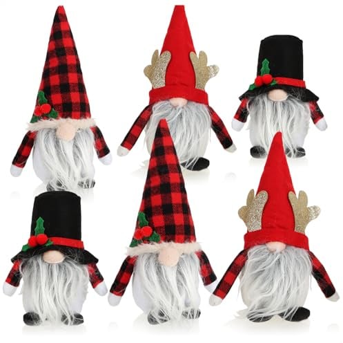 com-four® 6X Premium Weihnachts-Wichtel, Weihnachtsdeko, winterliche | Dekoartikel - irische Deko-Trolle - keltischer Gnom mit Bart