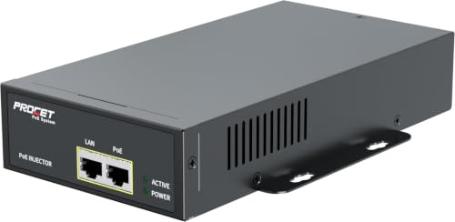 PROCET PoE-Injektor PoE++ mit bis zu 75W Gigabit Power Over Ethernet, breiter Temperaturbereich von -40°C to 65°C für PTZ/CCTV-Kamera, UniFi/Cisco Access Point, Basisstationen und Smart Factories