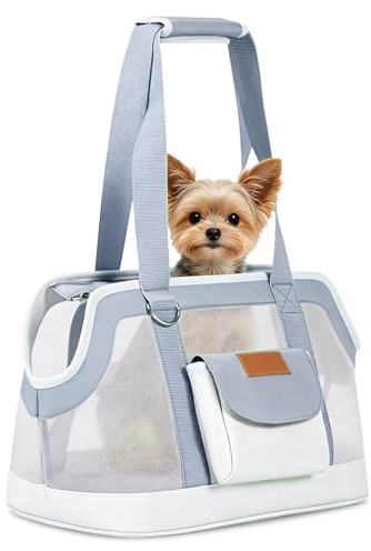Hundetragetasche bis 5kg, Hundetasche für Kleine Hunde & Katzen, Tragetasche Hund, Hunde Tragetasche, Katzentransporttasche, leichte atmungsaktive Reisetasche (Grau)