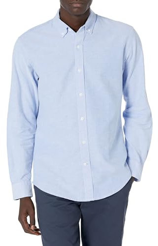 Amazon Essentials Camicia Oxford a Maniche Lunghe dalla vestibilità Standard Uomo, Blu, XL