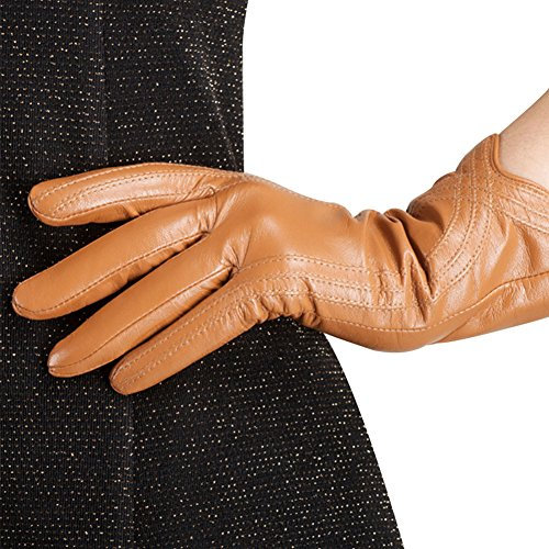 Nappaglo Damen Lederhandschuhe Winter Touchscreen Lammfell Elegant Echtleder Warm Handschuhe Outdoor, Zuckercouleur, M