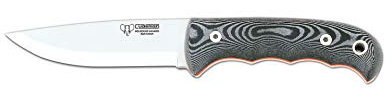 Cudeman Cuchillo 148-M* Bushcraft hoja de acero inoxidable MoVa 1.4116 de 11 cm empuñadura de micarta negra de 11,5 cm para caza, pesca, supervivencia y bushcraft + Portabotellas regalo