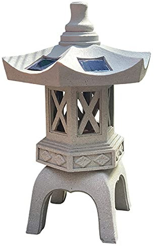 LONG-L Linterna Japonesa Jardin,Zen Jardín Linterna Pagoda Al Aire Libre Estatua Decoración,Estilo Japonés Solar Pagoda Luz Solar Jardín Lámpara Estatua De Adorno