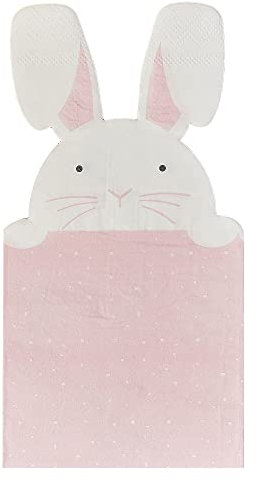 Servietten Oster-Servietten FUNNY BUNNY Osterhase in weiß & rosa - Tisch-Dekoration Frühling Gedeckter Tisch Deko Oster-Fest Oster-Deko Ostern Tisch-Dekoration Frühlings-Deko 16 Servietten